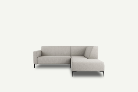 Kompaktowy narożnik Bolder do salonu na czarnych metalowych nogach